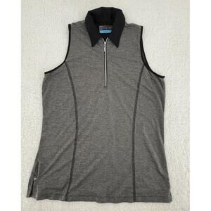 PGA Tour Grey Zipup Collared Sleeveless Polo‎ Top Womens Type Size Small Petite